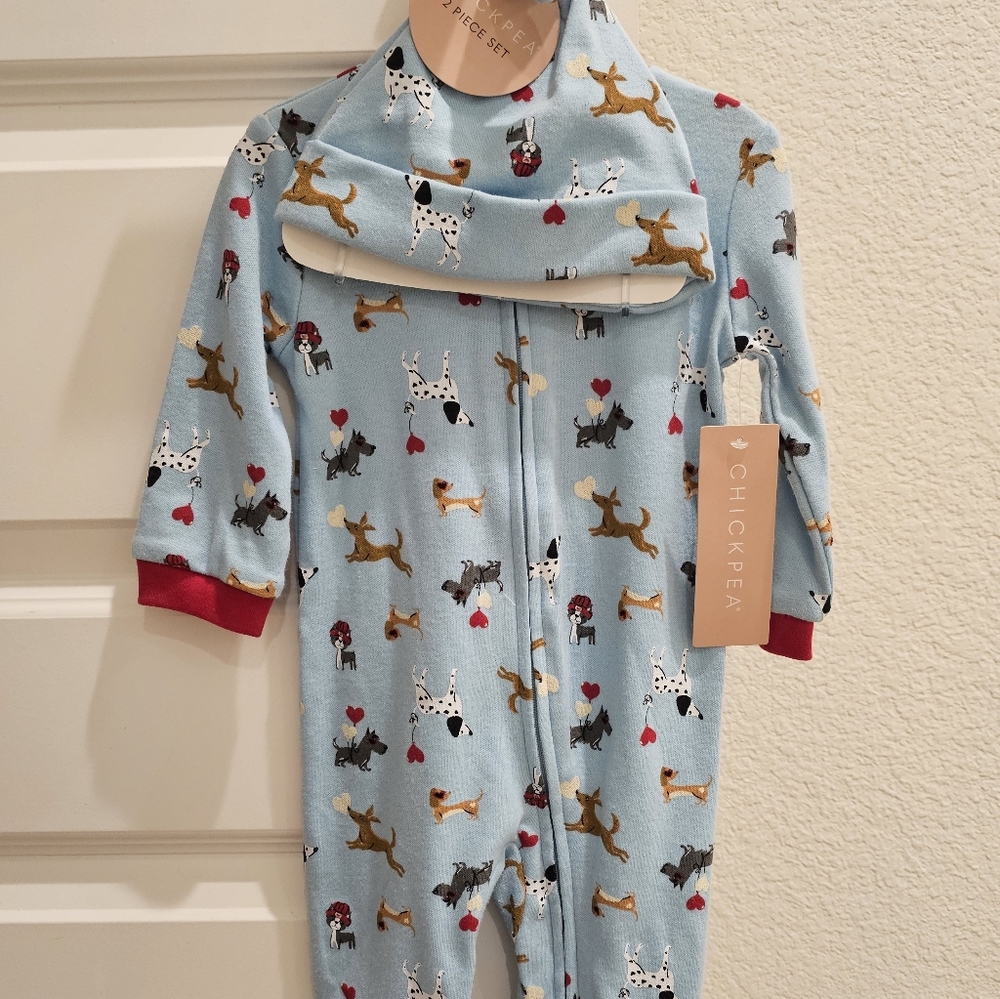 NWT Dog Valentine Zip Pajamas